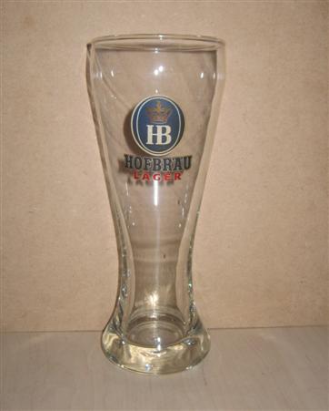 beer glass from the HB Munchen brewery in Germany with the inscription 'HB Hofbrau Lager'