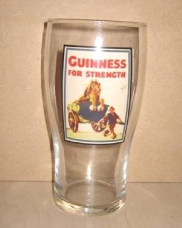 beer glass from the Guinness  brewery in Ireland with the inscription 'Guinness For Strength'