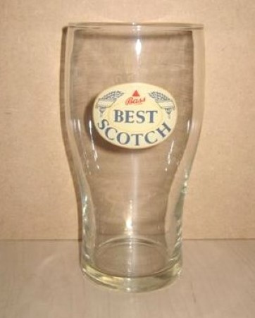 beer glass from the Bass  brewery in England with the inscription 'Bass Best Scotch'
