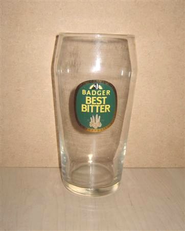 beer glass from the Hall & Woodhouse brewery in England with the inscription 'Badger Best Bitter. Independent Brewers Hall & Woodhouse Limited'