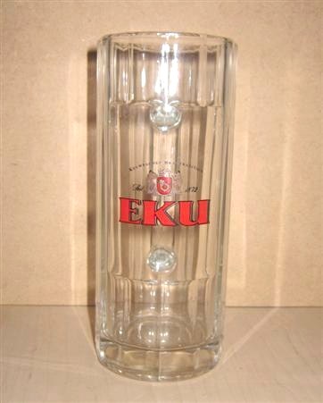 beer glass from the Kulmbacher brewery in Germany with the inscription 'Eku'