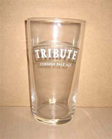 beer glass from the St. Austlell  brewery in England with the inscription 'Tribute Cornish Pale Ale'