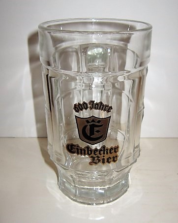 beer glass from the Einbecker Brauhaus brewery in Germany with the inscription '600 jahre Einbecher Bier'