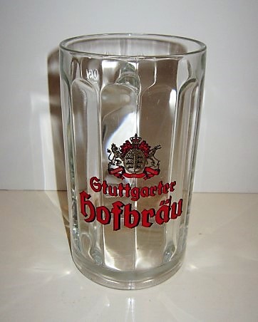 beer glass from the Stuttgarter Hofbru brewery in Germany with the inscription 'Stuttgarter Hofbrau'