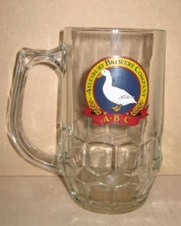 beer glass from the Aylesbury Brewery Company  brewery in England with the inscription 'Aylesbury Brewery Company A.B.C'