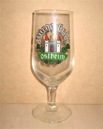 beer glass from the Ostheimer Brgerbru brewery in Germany with the inscription 'Burgerbrau Ostheim'