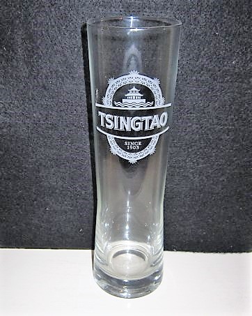 beer glass from the Tsingtao brewery in China with the inscription 'Tsingtao Since 1903'