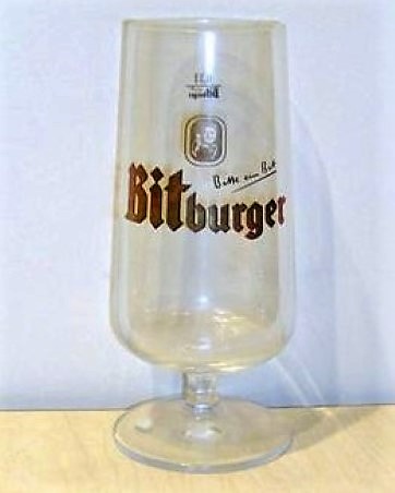 beer glass from the Bitburger brewery in Germany with the inscription 'Bitte ein Bit Bitburger'