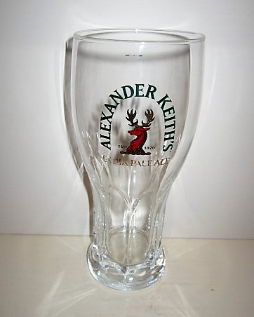 beer glass from the Alexander Keith's brewery in Canada with the inscription 'Alexander Keith's Est 1820 India Pale Ale'