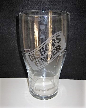beer glass from the Shepherd Neame brewery in England with the inscription 'Bishops Finger. Kentish Strong Ale'