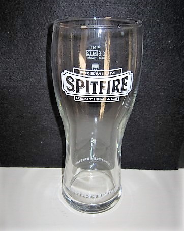 beer glass from the Shepherd Neame brewery in England with the inscription 'Premium Spitfire Kentish Ale. The Bottle Of Britain'