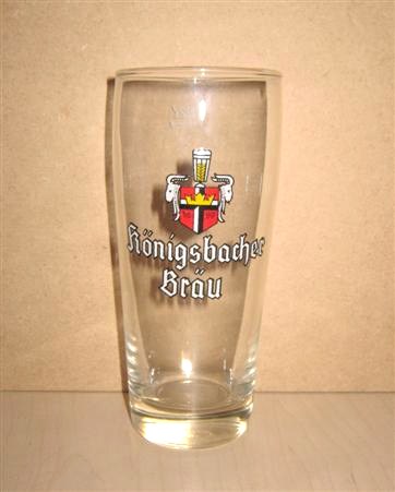 beer glass from the Konigsbacher brewery in Germany with the inscription 'Konigsbacher Brau'