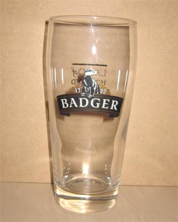 beer glass from the Hall & Woodhouse brewery in England with the inscription '1777 Badger '