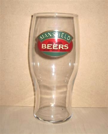 beer glass from the Marston's brewery in England with the inscription 'Mansfield Beers'