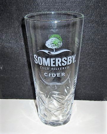 beer glass from the Carlsberg brewery in Denmark with the inscription 'Somersby Cold Filtered Cider'