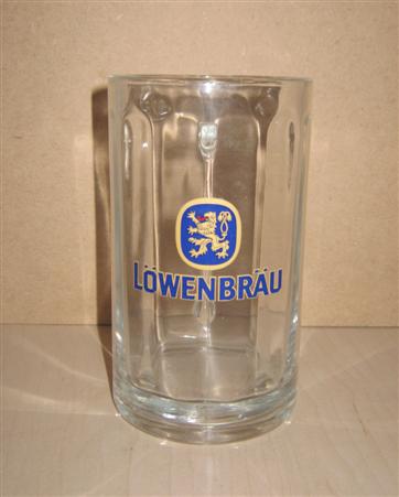 beer glass from the Lowenbrau brewery in Germany with the inscription 'Lowenbrau'