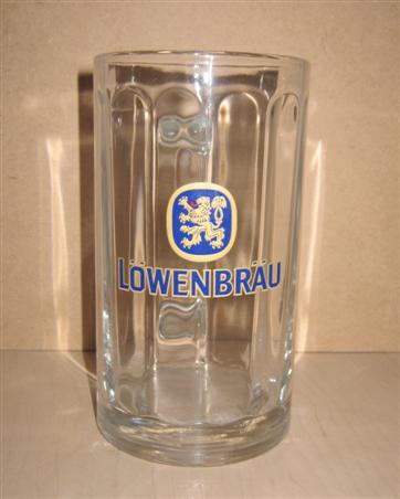 beer glass from the Lowenbrau brewery in Germany with the inscription 'Lowenbrau'