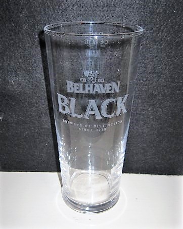 beer glass from the Belhaven brewery in Scotland with the inscription 'Belhaven Black. Brewers Of Distinction Since1719'