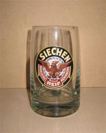 beer glass from the Reifbru  brewery in Germany with the inscription 'Siechen Brauerei Nurnberg Reif'