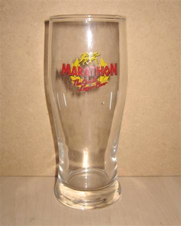 beer glass from the Athenian brewery in Greece with the inscription 'Marathon The Greek Lager Beer'