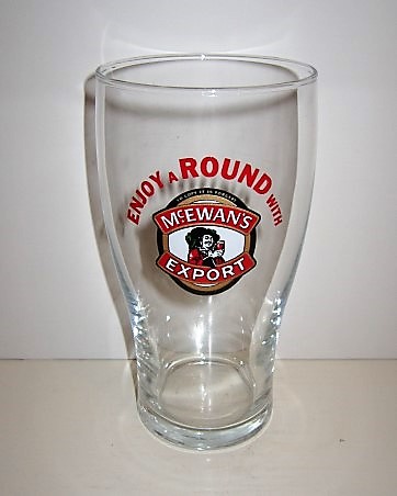 beer glass from the McEwan's brewery in Scotland with the inscription 'Enjoy A Round With McEwan's Export'