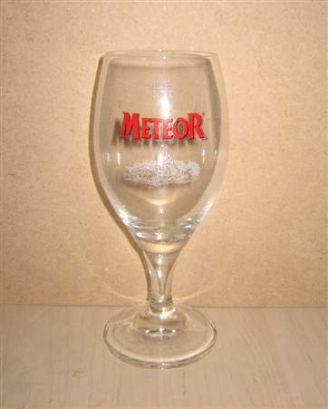 beer glass from the Meteor  brewery in France with the inscription 'Meteor '