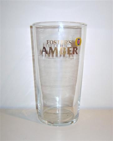 beer glass from the Foster's brewery in Australia with the inscription 'Foster Amber. Premium Smooth Lager'