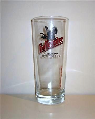 beer glass from the Hasseroder brewery in Germany with the inscription 'Hasseroder. Hasseroder Premium Beer'