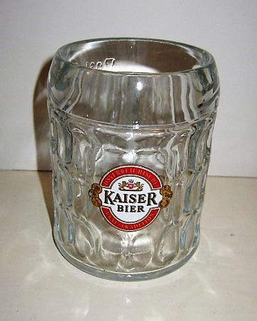 beer glass from the Aktiengesellschaft  brewery in Austria with the inscription 'Obereichischi Kaiser Bier Brau Tradition'