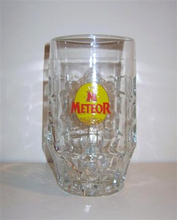 beer glass from the Meteor  brewery in France with the inscription 'Meteor Biere Dalsace'