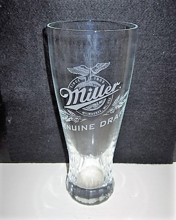 beer glass from the Miller brewery in U.S.A. with the inscription 'Since 1855 Milwaukee W1 USA. Miller Genuine Draft '