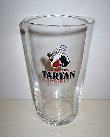 beer glass from the Caledonian  brewery in Scotland with the inscription 'Younger's Tartan Special'