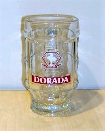 beer glass from the Compania Cervecera de Canarias brewery in Spain with the inscription 'Cervezaccc Dorada'