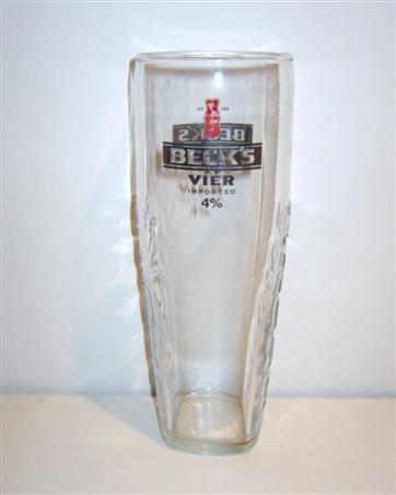 beer glass from the Beck & Co. brewery in Germany with the inscription 'Beck's Vier Imported 4%'