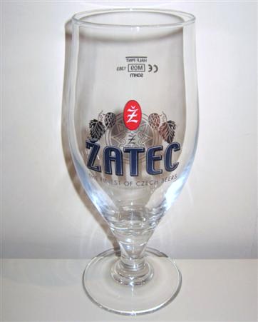 beer glass from the Zatec  brewery in Czech Republic with the inscription 'Zatec.The Finest Of Czech Beers'