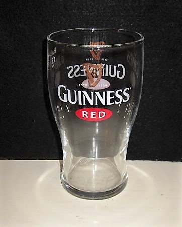 beer glass from the Guinness  brewery in Ireland with the inscription 'Guinness Red'