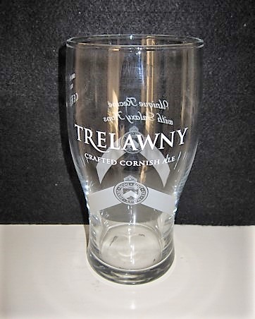 beer glass from the St. Austlell  brewery in England with the inscription 'Trelaway Crafted Cornish Ale'