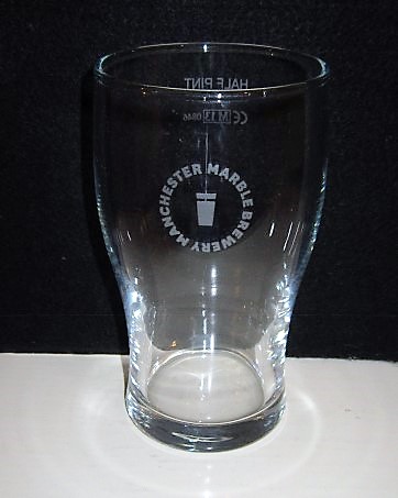 beer glass from the Marble Brewery brewery in England with the inscription 'Manchester Marble Brewery'