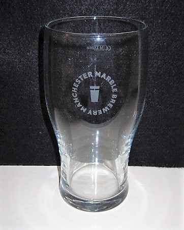 beer glass from the Marble Brewery brewery in England with the inscription 'Manchester Marble Brewery'