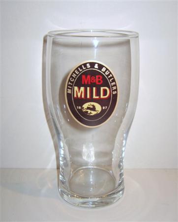 beer glass from the Mitchells & Butlers brewery in England with the inscription 'Mitchells & Butlers M&B Mild'