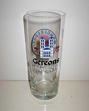 beer glass from the Hubertus Brauerei Koln brewery in Germany with the inscription '1846 Gereons Kolsch'