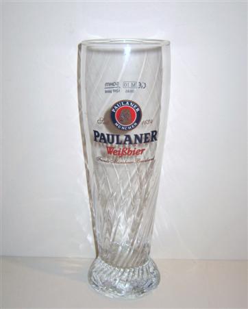 beer glass from the Paulaner brewery in Germany with the inscription 'Paulaner Munchen Seit 1634 Paulaner Wissbier'