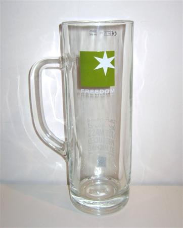 beer glass from the Freedom  brewery in England with the inscription 'Freedom '