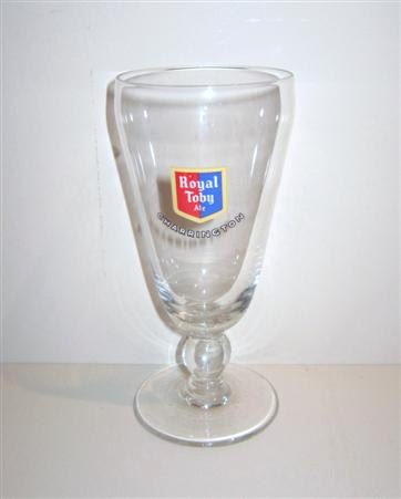 beer glass from the Charrington brewery in England with the inscription 'Royal Toby Ale Charrington'