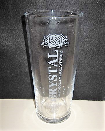 beer glass from the Joseph Holt brewery in England with the inscription 'JH Crystal World Gold Medal Winner'
