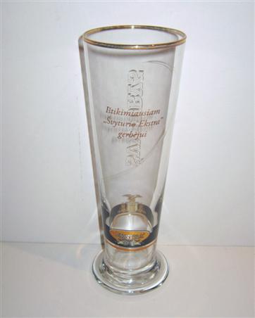 beer glass from the Svyturys-Utenos Alus brewery in Lithuania with the inscription 'Ekstra. Istikimiausiam Svyturio Eksttra Gerbejui'