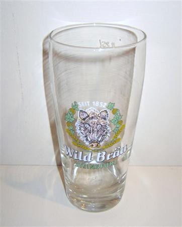 beer glass from the Wild Brau brewery in Germany with the inscription 'Seit 1852. Wild Brau Steinsfurt'