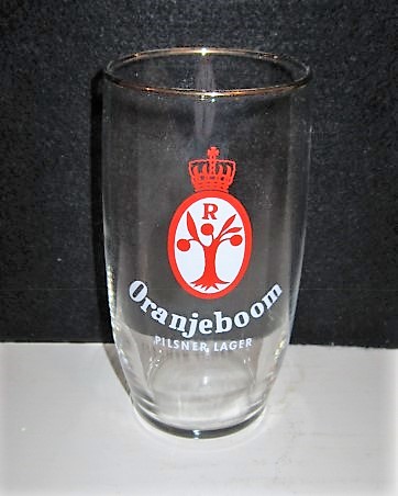 beer glass from the Oranjeboom brewery in Netherlands with the inscription 'Oranjeboom Pilsner Lager'