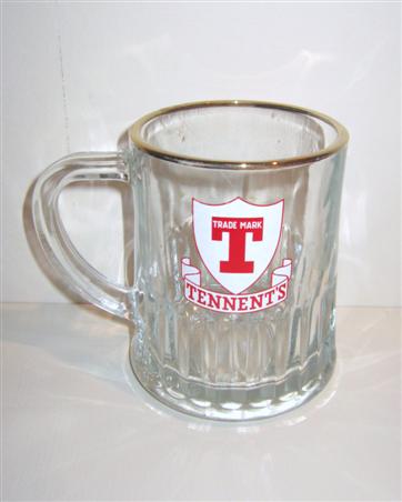 beer glass from the Tennent's brewery in Scotland with the inscription 'Trade Mark T Tennent's '