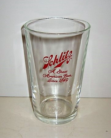 beer glass from the Schlitz Brewing Co brewery in U.S.A. with the inscription 'Schlitz. A Treat American Beer Since 1849'